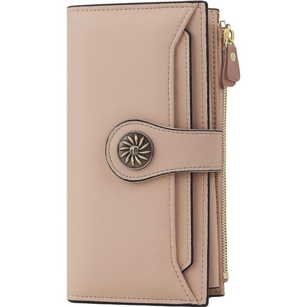 Womens RFID Blocking Large Capacity Luxury Waxed Genuine Leather Clutch Wallet